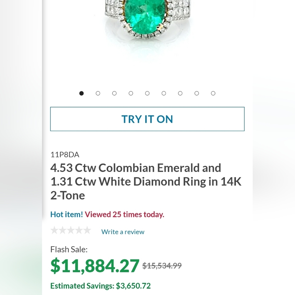 Genuine Emeraldine Quartz and White Zircon Ring Platinum over 925 Size 8… - Picture 12 of 12